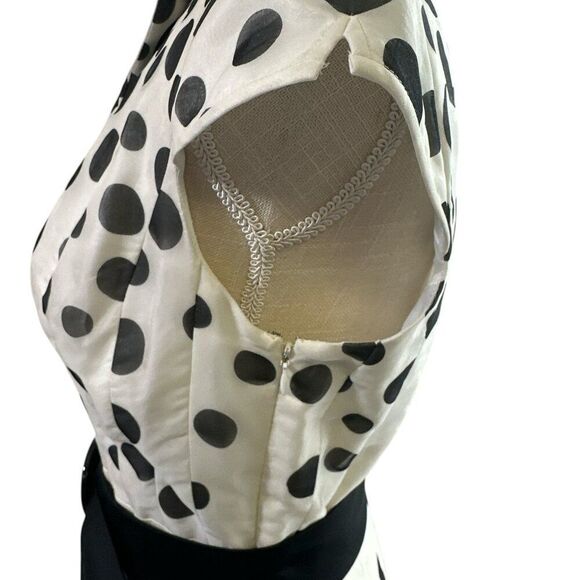 Kay Unger Polka Dot Silk Belted Dress Sz 8 Retro Classic Date Night - Picture 9 of 16